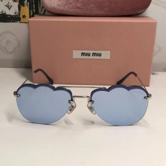 New Authentic Miu Miu Blue Cloud Sunglasses MU56U